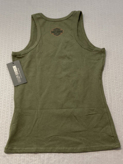 NEW HARLEY DAVIDSON 96194-23VW Womens Wounded Warrior Project Knit Tank Green Sm