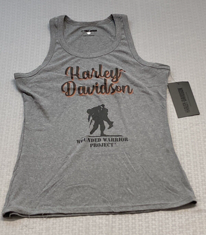 NEW HARLEY DAVIDSON 96195-23VW Women's WWP Woven Tank Light Grey Heather XS
