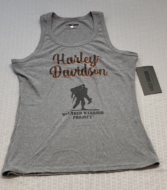 NEW HARLEY DAVIDSON 96195-23VW Women's WWP Woven Tank Light Grey Heather XS