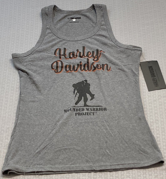 NEW HARLEY DAVIDSON 96195-23VW Women's WWP Woven Tank Light Grey Heather  Sm