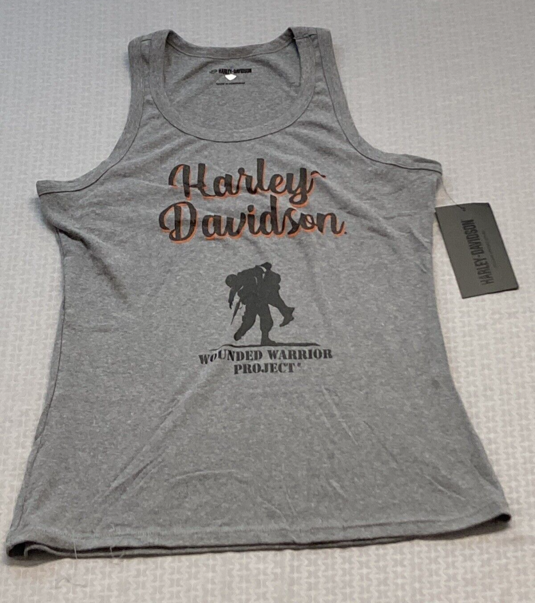 NEW HARLEY DAVIDSON 96195-23VW Women's WWP Woven Tank Light Grey Heather Med