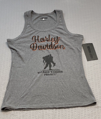 NEW HARLEY DAVIDSON 96195-23VW Women's WWP Woven Tank Light Grey Heather L