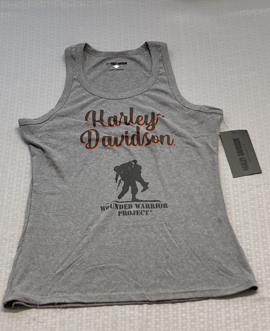 NEW HARLEY DAVIDSON 96195-23VW Women's WWP Woven Tank Light Grey Heather XL