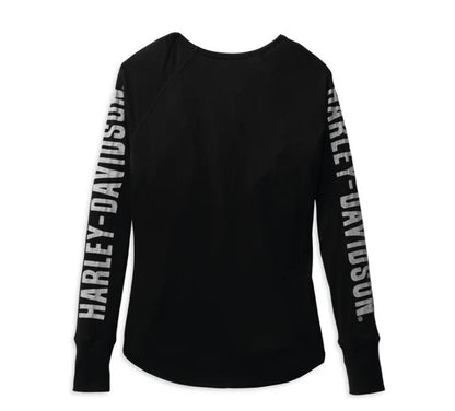NEW GENUINE HARLEY DAVIDSON 99111-22VW WOMEN'S LARGE B&S Rib-Knit BLACK