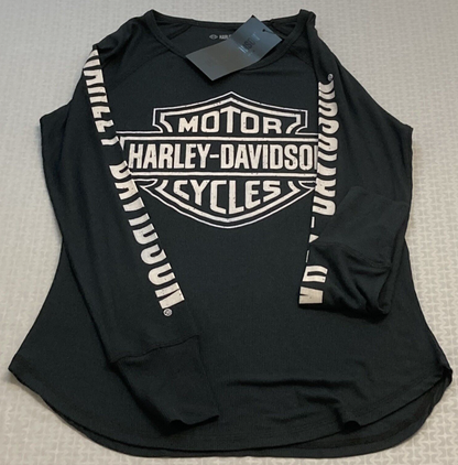 NEW GENUINE HARLEY DAVIDSON 99111-22VW WOMEN'S LARGE B&S Rib-Knit BLACK