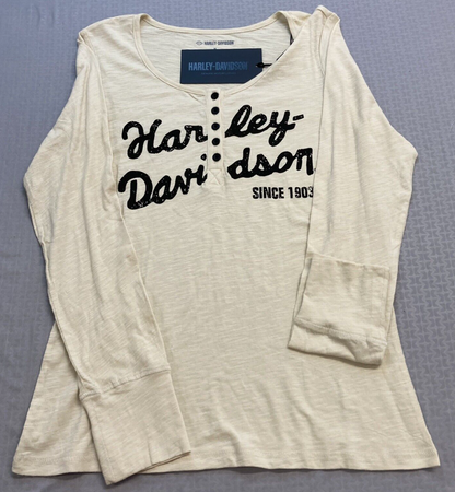 NEW GENUINE HARLEY DAVIDSON 96245-23VW WOMEN'S 2XL HENLEY KNIT SHIRT TAN
