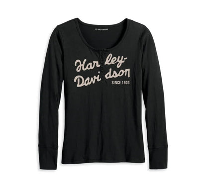 NEW GENUINE HARLEY DAVIDSON 96242-23VW WOMEN'S 2W HENLEY KNIT BLACK