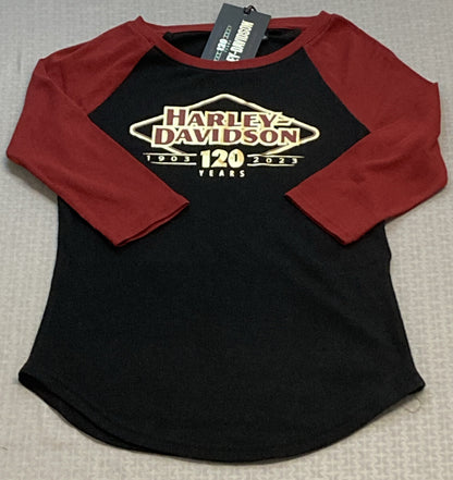 NEW HARLEY DAVIDSON 96682-23VW Women's 120 Anniv Speedbird Diamond Knit Top XS