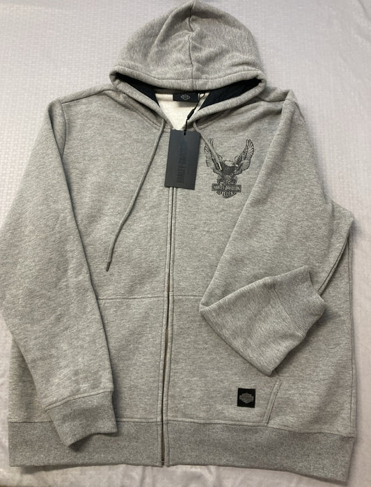 NEW HARLEY DAVIDSON 96009-23VM Men's Road Captain Zip Up Hoodie Grey Heather XL