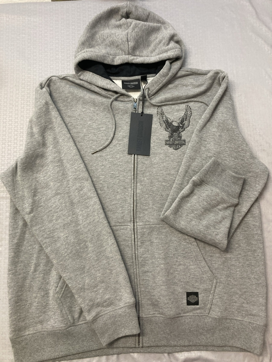 NEW HARLEY DAVIDSON 9606-23VM Men's Road Captain Zip Up Hoodie Grey Heather XXL
