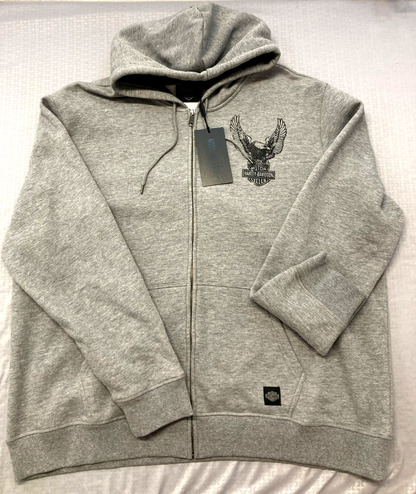 NEW HARLEY DAVIDSON 96006-23VM Men's Road Captain Zip Up Hoodie Grey Heather 3XL