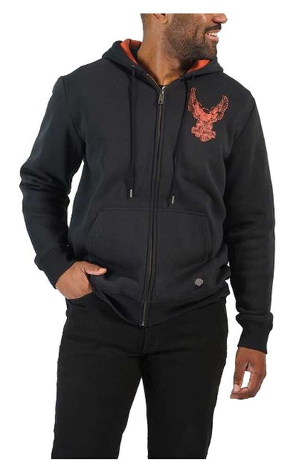 NEW HARLEY DAVIDSON 96008-23VM Men's Road Captain Eagle ZipUp Knit Hoodie Blk M