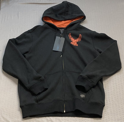 NEW HARLEY DAVIDSON 96008-23VM Men's Road Captain Eagle ZipUp Knit Hoodie Blk M