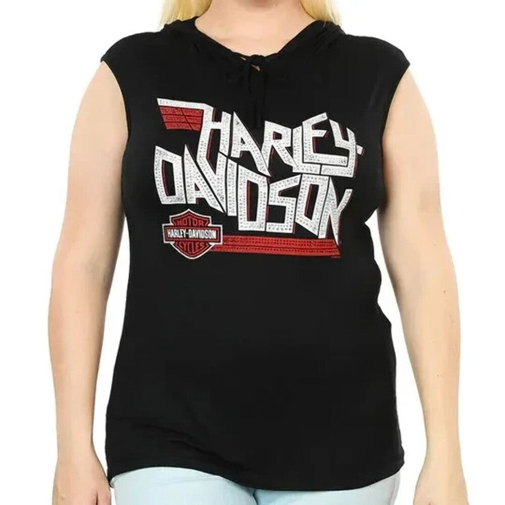 NEW GENUINE HARLEY DAVIDSON HT4672BLK WOMEN'S LARGE ROCK BRIGADE HOODIE BLACK