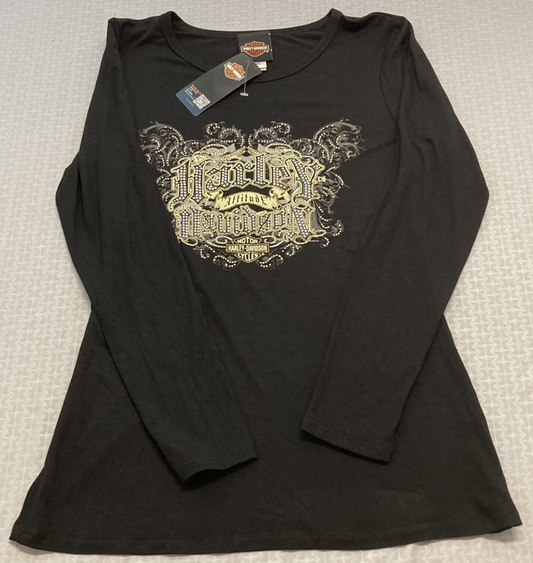 NEW GENUINE HARLEY DAVIDSON HT4733BLK WOMEN'S XL HARLEY ATTITUDE LS SCOOP NECK