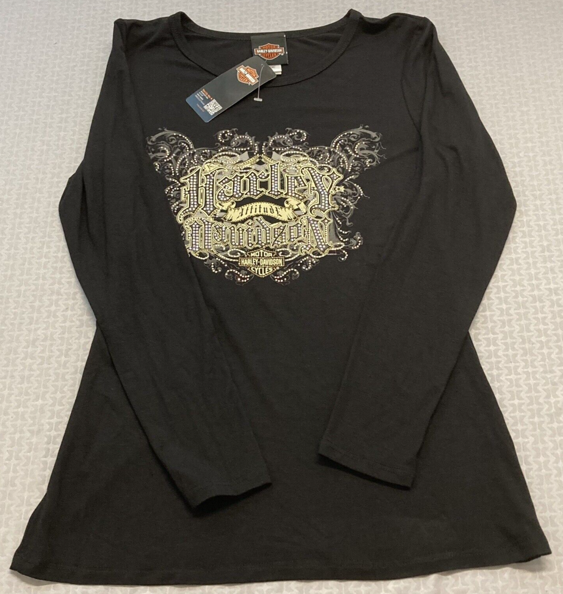 NEW GENUINE HARLEY DAVIDSON HT4733BLK WOMEN'S SMALL HARLEY ATTITUDE SCOOP NECK