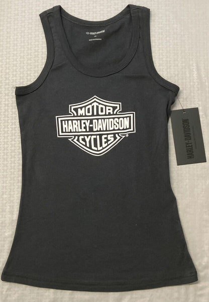 NEW HARLEY DAVIDSON 99105-22VW Womens  Classic Bar Shield Knit Tank Blk Beauty S