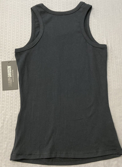 NEW HARLEY DAVIDSON 99105-22VW Womens Classic Bar Shield Knit Tank Blk Beauty M