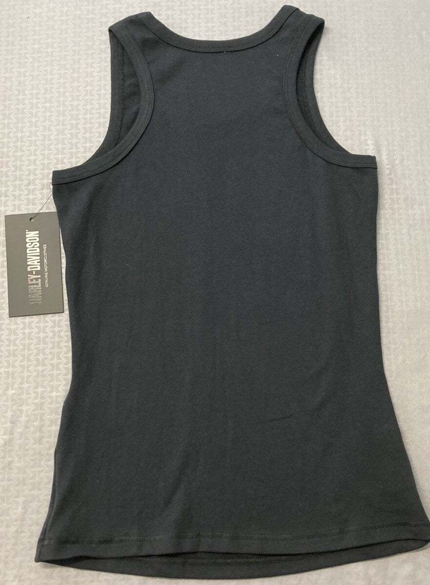 NEW HARLEY DAVIDSON 99105-22VW Womens Classic Bar Shield Knit Tank Blk Beauty 1W
