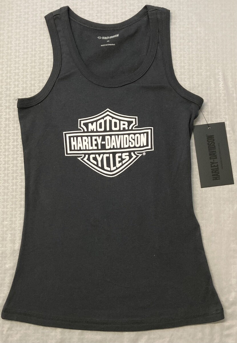 NEW HARLEY DAVIDSON 99105-22VW Womens Classic Bar Shield Knit Tank Blk Beauty 3W
