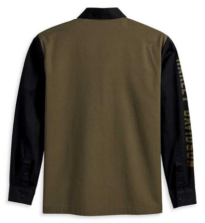 NEW HARLEY DAVIDSON 96136-23VM Woven Mens Mechanic Colorblocked Shirt Green XXXL