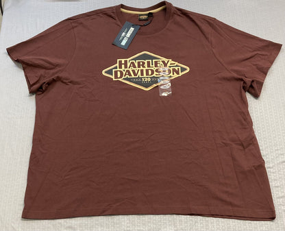 NEW HARLEY DAVIDSON 96573-23VM Men's 120th Anniversary Tee Rum Raisin 5XL