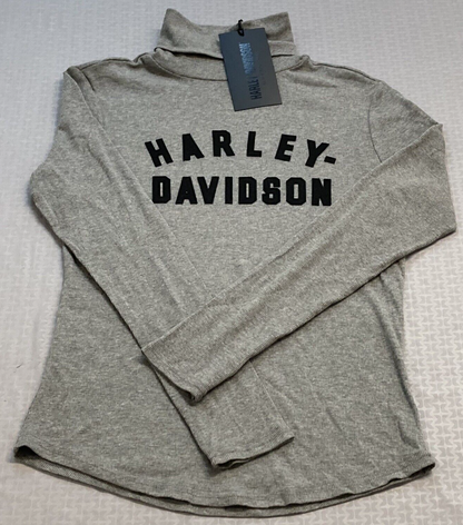 NEW GENUINE HARLEY DAVIDSON 96469-23VW WOMEN'S SMALL TURTLENECK HEATHER GREY