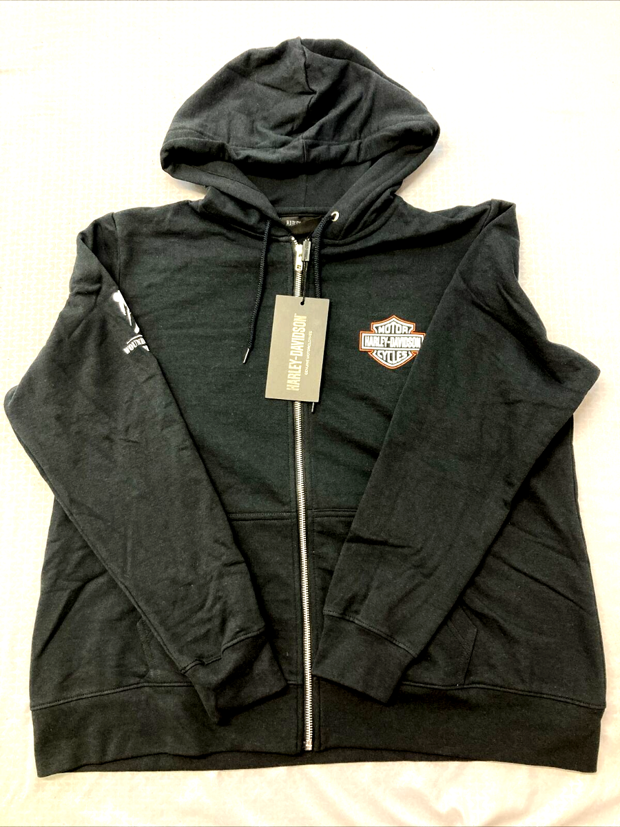 NEW HARLEY DAVIDSON 96172-23VM KNIT WOMENS WWP BLACK ZIP-UP HOODIE XS