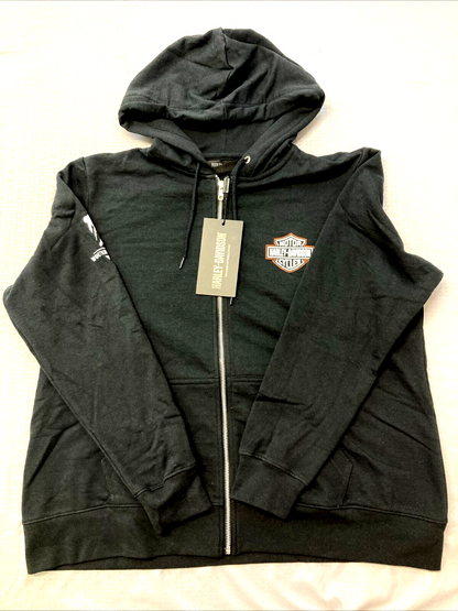 NEW HARLEY DAVIDSON 96172-23VM KNIT WOMENS WWP BLACK ZIP-UP HOODIE XS