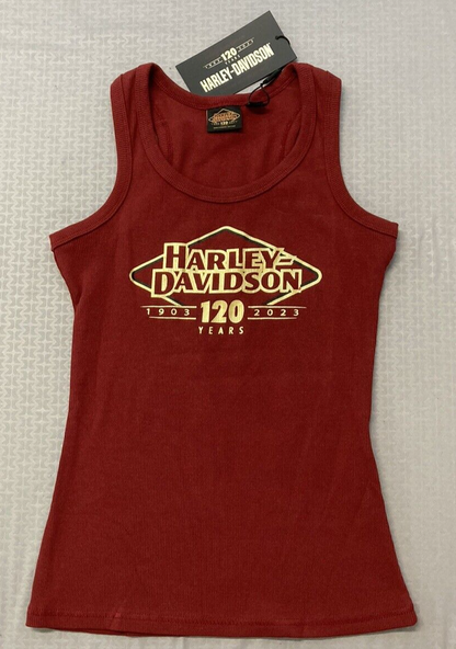 NEW GENUINE HARLEY DAVIDSON 96725-23VW Women's 120th Red Knit Tank XS MERLOT