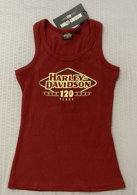NEW GENUINE HARLEY DAVIDSON 96725-23VW Women's 120th Red Knit Tank XS MERLOT