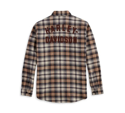 NEW GENUINE HARLEY DAVIDSON 96367-23VM Men's Brown Plaid Woven Shirt 4XL