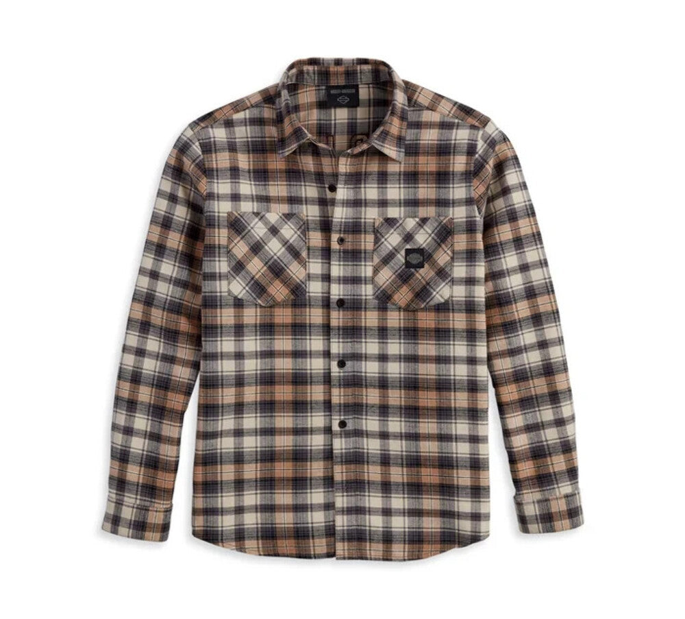 NEW GENUINE HARLEY DAVIDSON 96367-23VM Men's Brown Plaid Woven Shirt 3XL