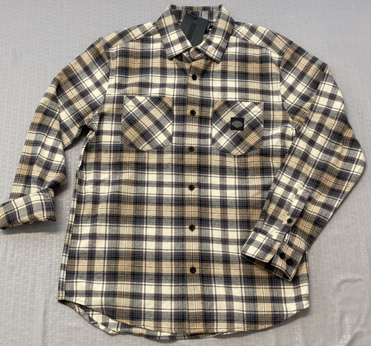 NEW GENUINE HARLEY DAVIDSON 96367-23VM Men's Brown Plaid Woven Shirt 2XL