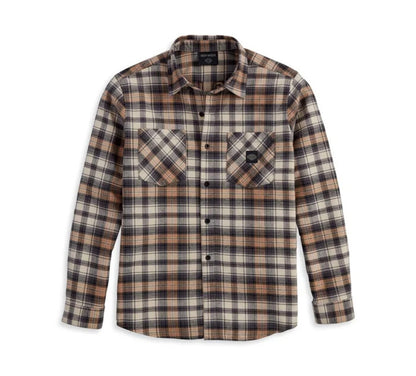 NEW GENUINE HARLEY DAVIDSON 96367-23VM Men's Brown Plaid Woven Shirt L