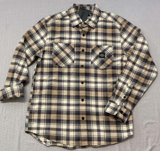 NEW GENUINE HARLEY DAVIDSON 96367-23VM Men's Brown Plaid Woven Shirt L