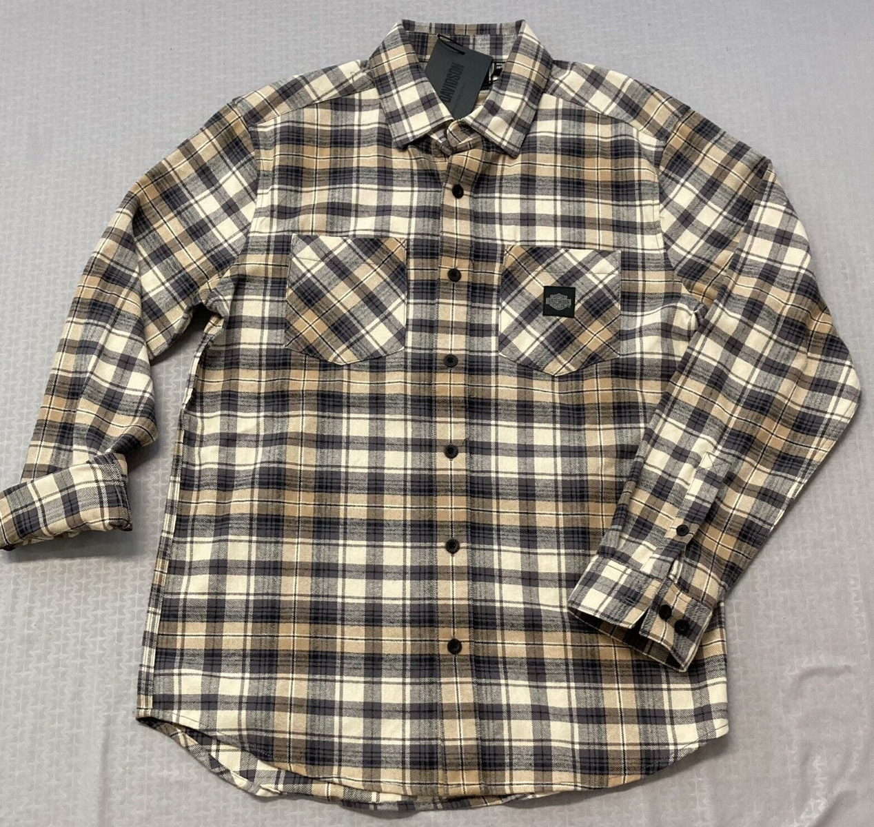 NEW GENUINE HARLEY DAVIDSON 96367-23VM Men's Brown Plaid Woven Shirt M