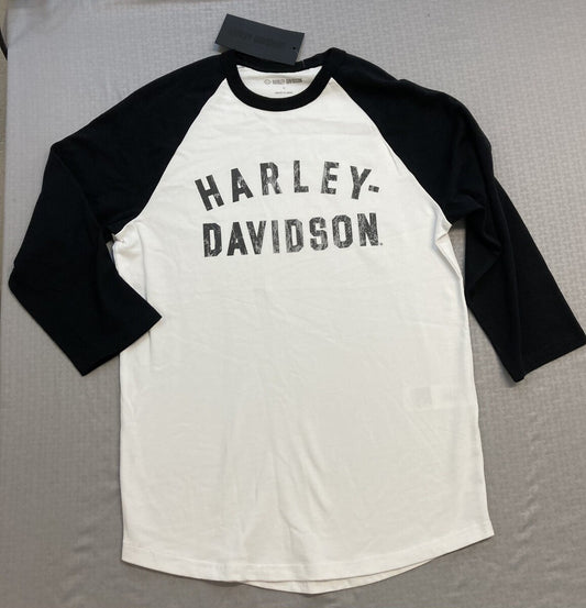 NEW GENUINE HARLEY DAVIDSON 96077-23VM Men's White Colorblock Knit Tee M
