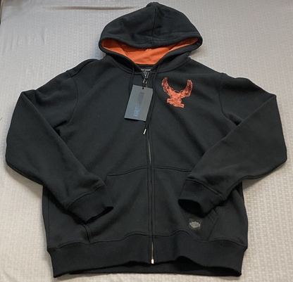 NEW HARLEY DAVIDSON 96008-23VM Men's Road Eagle ZipUp Hoodie Black 2XL