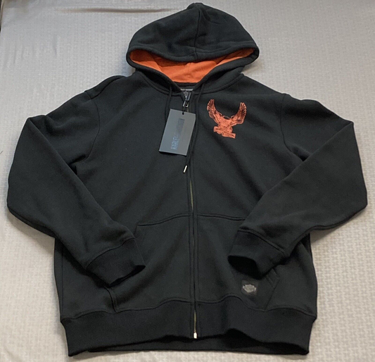 NEW HARLEY DAVIDSON 96008-23VM Men's Road Eagle ZipUp Hoodie Black 2XL