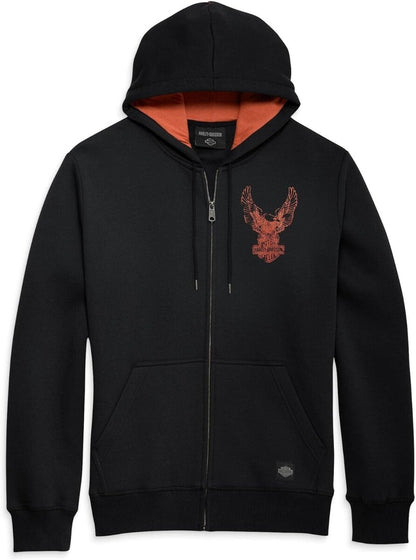 NEW HARLEY DAVIDSON 96008-23VM Men's Road Captain Eagle ZipUp Hoodie Black S