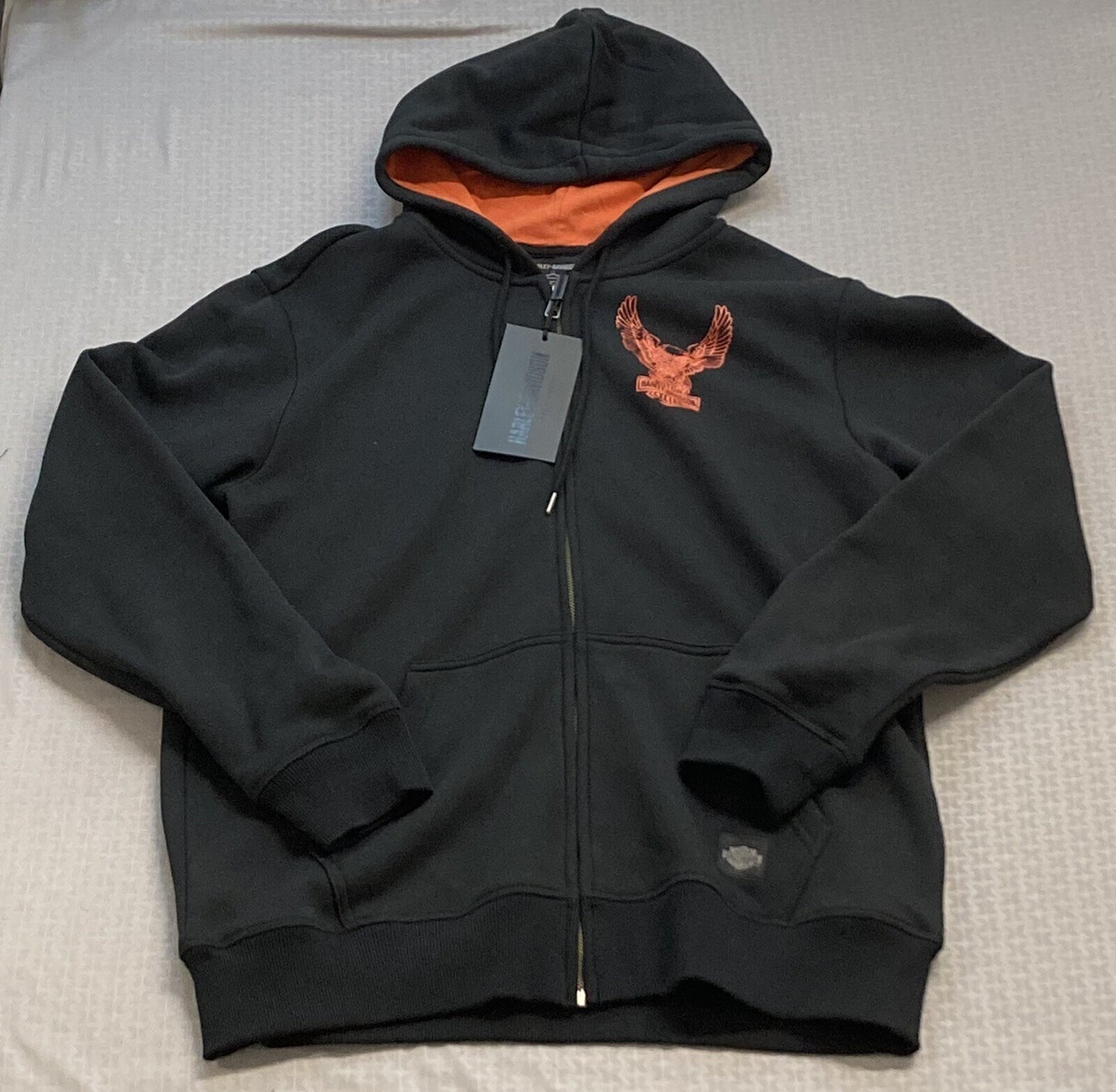 NEW HARLEY DAVIDSON 96008-23VM Men's Road Captain Eagle ZipUp Hoodie Black S