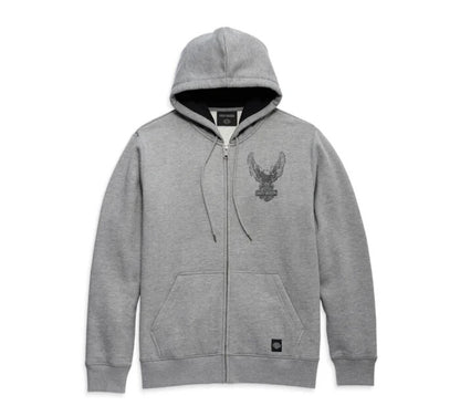 NEW HARLEY DAVIDSON 96009-23VM Men's Road Captain Zip Up Hoodie Grey Heather M