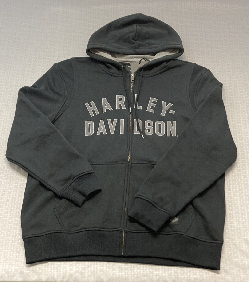 NEW HARLEY DAVIDSON 96018-23VM Men's Staple Zip-Up Hoodie Black Beauty Sm