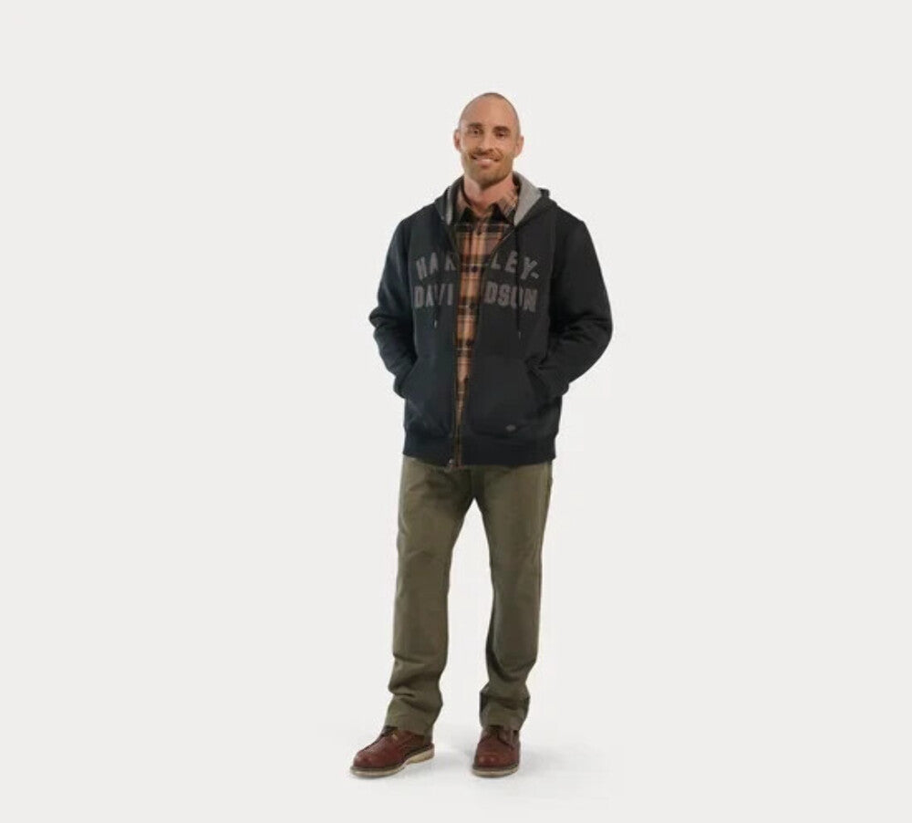 NEW HARLEY DAVIDSON 96018-23VM Men's Staple Zip-Up Hoodie Black Beauty Med