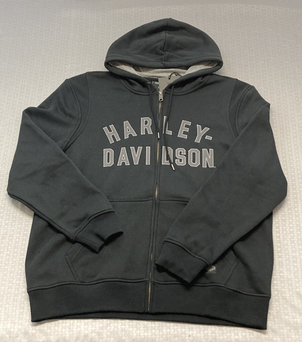 NEW HARLEY DAVIDSON 96018-23VM Men's Staple Zip-Up Hoodie Black Beauty Med