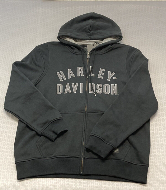 NEW HARLEY DAVIDSON 96018-23VM Men's Staple Zip-Up Hoodie Black Beauty L