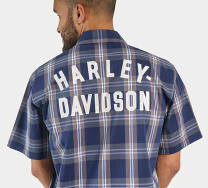 NEW GENUINE HARLEY DAVIDSON 96163-23VM Men's Staple Poplin Shirt Blue Plaid M