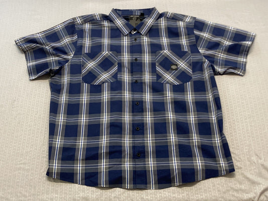 NEW GENUINE HARLEY DAVIDSON 96163-23VM Men's Staple Poplin Shirt Blue Plaid M