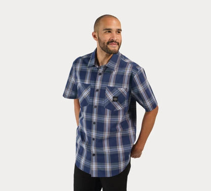 NEW GENUINE HARLEY DAVIDSON 96163-23VM Men's Staple Poplin Shirt Blue Plaid 4XL